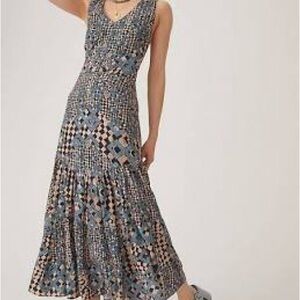Let Me Be - Anthropologie Flounced Printed Maxi Dress